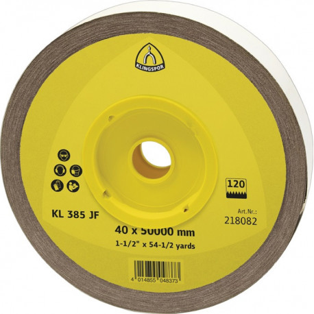 Rouleau de tissu abrasif KL 385 JF 40 mm granulation 100 pour métal corindon KLI