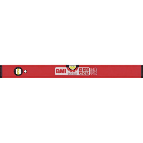 Niveau à bulles SUPERSTAR 200 cm aluminium rouge ± 05 mm/m avec aimant BMI
