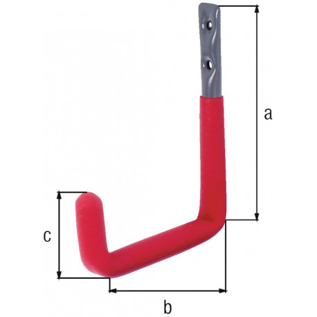 Crochet mural en caoutchouc rouge en forme de U.153mm Acier D.18mm GAH (Par 5)