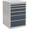 Armoire à tiroirs H1019xl705xP736 mm gris clair/gris anthracite 6 tiroirs extrac