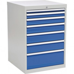Armoire à tiroirs H1019xl705xP736 mm gris clair/bleu de sécurité 7 tiroirs extra