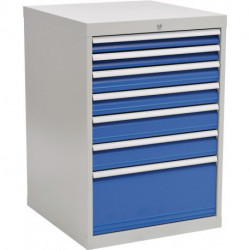 Armoire à tiroirs H1019xl705xP736 mm gris clair/bleu de sécurité 7 tiroirs 2x75