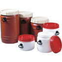 Tonnelet cylindrique 55 l marron avec couvercle beige avec 2 poignées de transpo