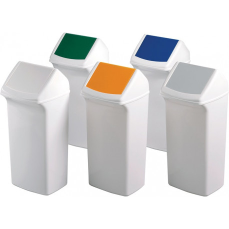 Poubelle de tri 40 l H747xl320xP366 mm blanc bleu avec couvercle DURABLE