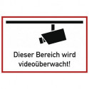 Pictogramme d'information surveillance vidéo L300xl200 mm blanc noir film