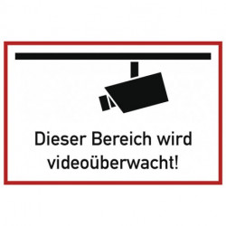 Pictogramme d'information surveillance vidéo L300xl200 mm blanc noir plastique