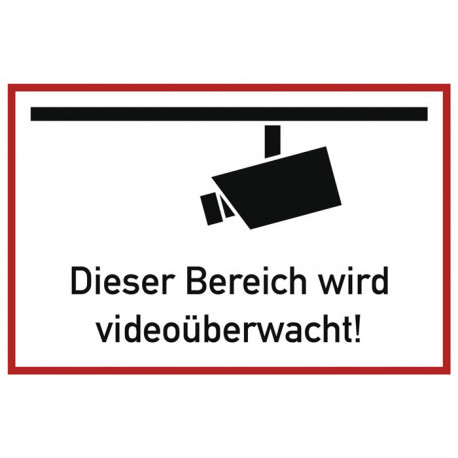 Pictogramme d'information surveillance vidéo L300xl200 mm blanc noir plastique