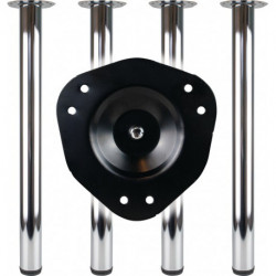 Set de pieds de table effet inox 80mm H.870mm