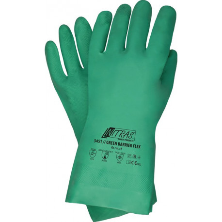Gant de protection chimique Green Barrier Flex Taille 8 vert EN 388 PSA III NITRAS (Par 12)