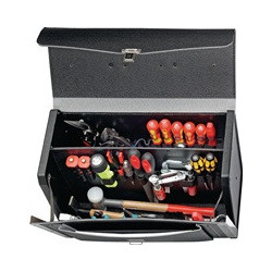Trousse à outils l.470xP.338xH.210mm cuir industriel avec paroi milieu 33l Vol. av. poignée de transport PROMAT