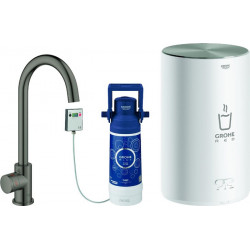 Robinet sur colonne GROHE et Boiler Red Mono 30085 M-Size C-graphite dur