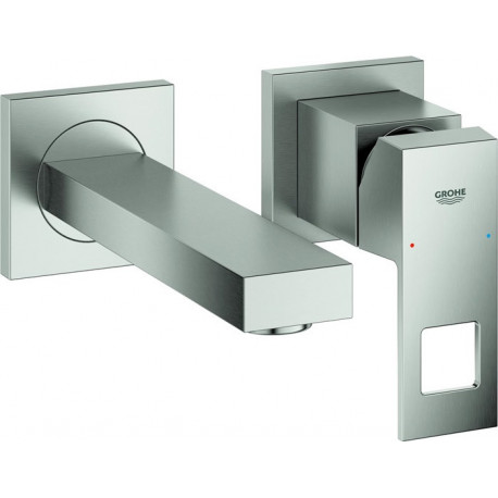 Mitigeur lavabo 2 trous EUROCUBE Montage mural 171mm acier