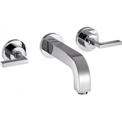 Set fin mél lav mural 3 trou s poign man, bec 162mm, bonde écoulement libre chromé 