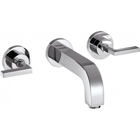 Set fin mél lav mural 3 trou s poign man, bec 162mm, bonde écoulement libre chromé 
