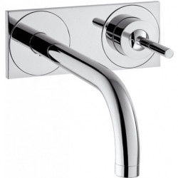 mitigeur lavabo encastré mural, bec 165mm, bonde à écoulement libre chroméé