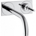 mitigeur lavabo encastré mural, bec 165mm, bonde à écoulement libre chroméé