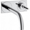 mitigeur lavabo encastré mural, bec 165mm, bonde à écoulement libre chroméé