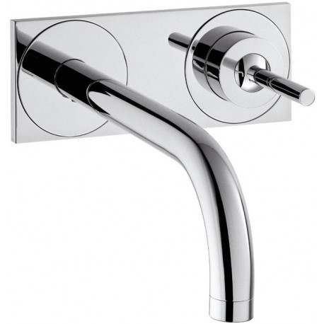 mitigeur lavabo encastré mural, bec 225mm, bonde à écoulement libre chroméé