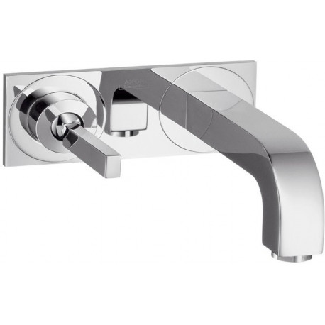 mitigeur lavabo encastréavec plaque et bec 165 mm, bonde à écoul. libre chromé 