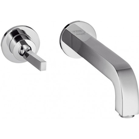 mitigeur lavabo encastré av rosaces et bec 225 mm, bonde à écoulement libre chromé 