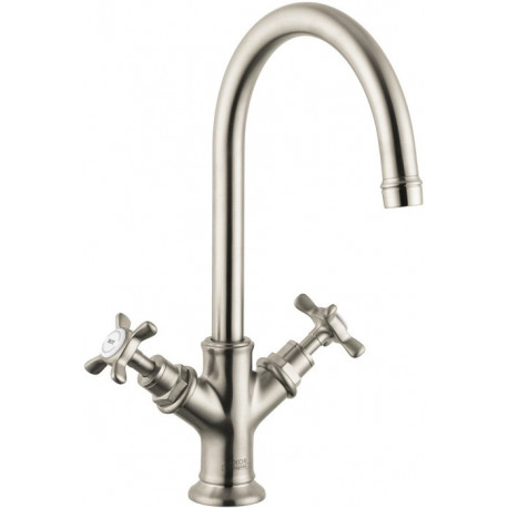 Mélongeur lavabo 210avec tirette et vidage nickel brossé