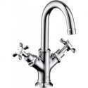 Mélongeur lavabo 160 pour petite vasqueavec tirette et vidage chroméé