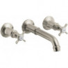 Mélongeur lavabo 3 trou s encastré mural, bonde écoulement libre nickel brossé