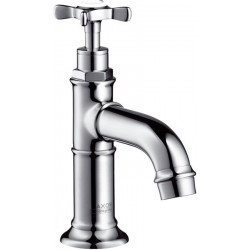 Robinet lave-mains eau froide sans tirette ni vidage nickel brossé
