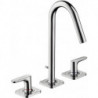 Mélongeur lavabo 160 3 trou s poignées manettesavec tirette et vidage chroméé