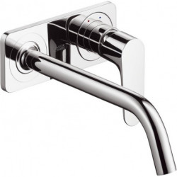 mitigeur lavabo encastréavec plaque, bec 227 mm, bonde à écoulement libre chromé 