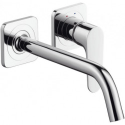 mitigeur lavabo encastréavec rosaces, bec 227 mm, bonde à écoulement libre chromé 