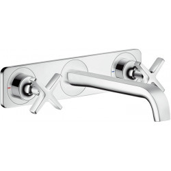 Set de finition mél lavabo mural 3 trou s, bonde à écoulement libre chroméé