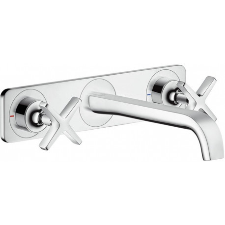 Set de finition mél lavabo mural 3 trou s, bonde à écoulement libre chroméé