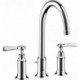 Mélongeur lavabo 3 trou s poignées manettes av tirette et vidage nickel brossé