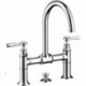 Mélongeur lavabo 220 à pont poignées manettes av tirette et vidage nickel brossé