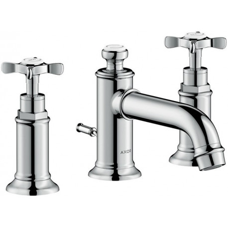Mélongeur lavabo 30 3 trou savec tirette et vidage nickel brossé