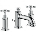 Mélongeur lavabo 30 3 trou savec tirette et vidage nickel brossé