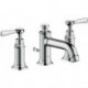 Mélongeur lavabo 30, 3 trou s poignées manettes, tirette et vidage nickel brossé