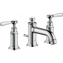 Mélongeur lavabo 30, 3 trou s poignées manettes, tirette et vidage nickel brossé