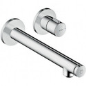 mitigeur lavabo Select encastré mural, bec 220mm, bonde à écoulement libre chromé 