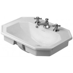 Lavabo à encastrer 1930avec trop-plein, plage de robinetterie, 580 x 470 mm blanc DURAVIT