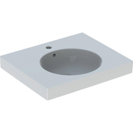 Lavabo Geberit Preciosa IIavec plage de dépose, 60x50cm, troude robinetterie au centre, Blanc
