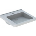 Lavabo Geberit Renova Comfort Square, adapté PMR, 55x52.5cm, troude robinetterie au centre, Blanc