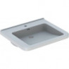 Lavabo Geberit Renova Comfort Square, adapté PMR, 65x55cm, troude robinetterie au centre, Blanc