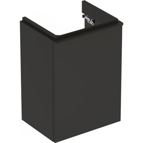 Meuble bas Geberit Smyle Square pour lave-mains,avec une porte: Largeur 44.2cm, Hauteur 61.7cm, Profondeur 35.6cm, gris velouté / laqué mat, gris velouté / thermopoudré mat, Largeur de lavabo:45cm, Charnières à droite 
