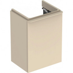 Meuble bas Geberit Smyle Square pour lave-mains,avec une porte: Largeur 44.2cm, Hauteur 61.7cm, Profondeur 35.6cm, sable gris/laqué très brillant, sable gris / thermopoudré mat, Largeur de lavabo:45cm, Charnières à gauche 