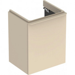 Meuble bas Geberit Smyle Square pour lave-mains,avec une porte: Largeur 49.2cm, Hauteur 61.7cm, Profondeur 40.6cm, sable gris/laqué très brillant, sable gris / thermopoudré mat, Largeur de lavabo:50cm, Charnières à gauche 
