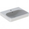 Lavabo Geberit Smyle Square, 55x44cm, troude robinetterie au centre, Blanc