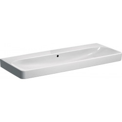 Lavabo Geberit Smyle Square, 120x48cm, sans troude robinetterie, Blanc