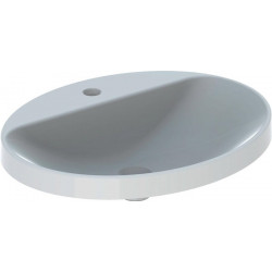 Lavabo à encastrer VariForm oval 600x480mm avec trou pour robinet sans trop plein blanc